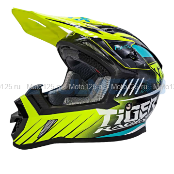 Шлем Kioshi TR кроссовый (H637) Размер-2XL (Чёрный-Зелёный-Белый)