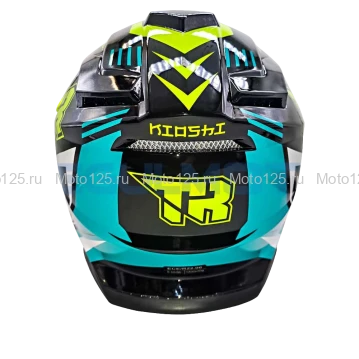 Шлем Kioshi TR кроссовый (H637) Размер-2XL (Чёрный-Зелёный-Белый)