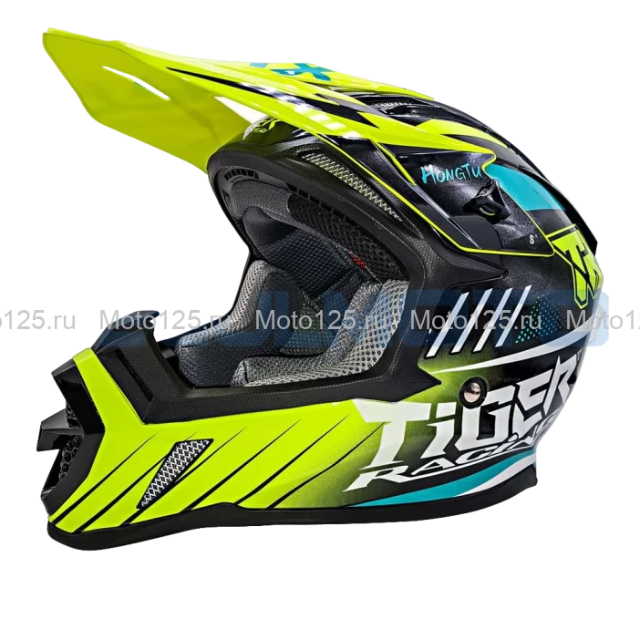 Шлем Kioshi TR кроссовый (H637) Размер-XL (Чёрный-Зелёный-Белый)