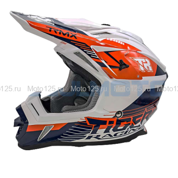 Шлем Kioshi TR кроссовый (H637) Размер-M (Белый/Синий/Оранжевый)