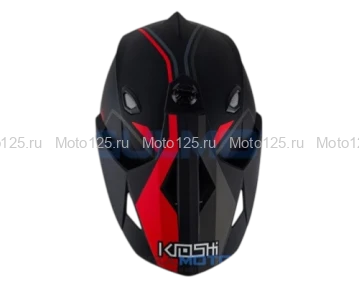 Шлем KIOSHI Fighter 802 мотард с очками Размер-L ( Черный/ серый/ красный )