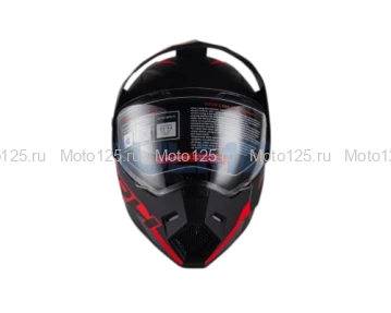Шлем KIOSHI Fighter 802 мотард с очками Размер-L ( Черный/ серый/ красный )