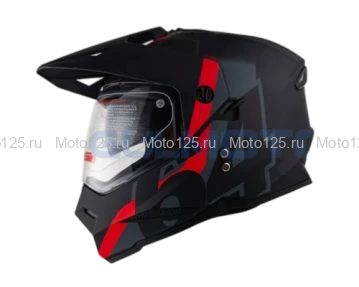 Шлем KIOSHI Fighter 802 мотард с очками Размер-L ( Черный/ серый/ красный )