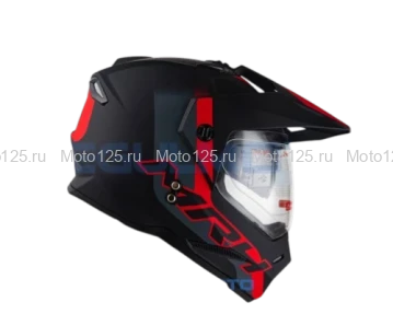 Шлем KIOSHI Fighter 802 мотард с очками Размер-M ( Черный/ серый/ красный )