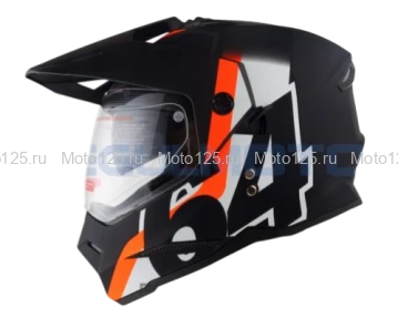 Шлем KIOSHI Fighter 802 мотард с очками Размер-L ( Черный/ белый /оранжевый )