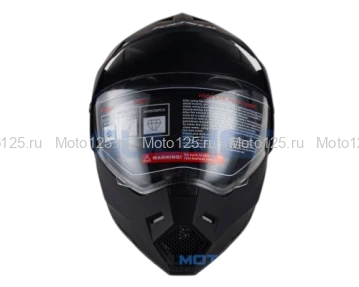 Шлем KIOSHI Fighter 802 мотард с очками Размер-М ( Матовый черный )