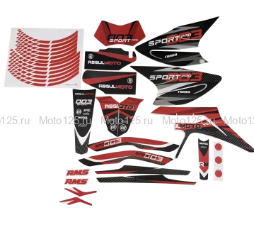 Наклейки на пластик комплект Regulmoto Sport 003 PRO (Черный/красный)