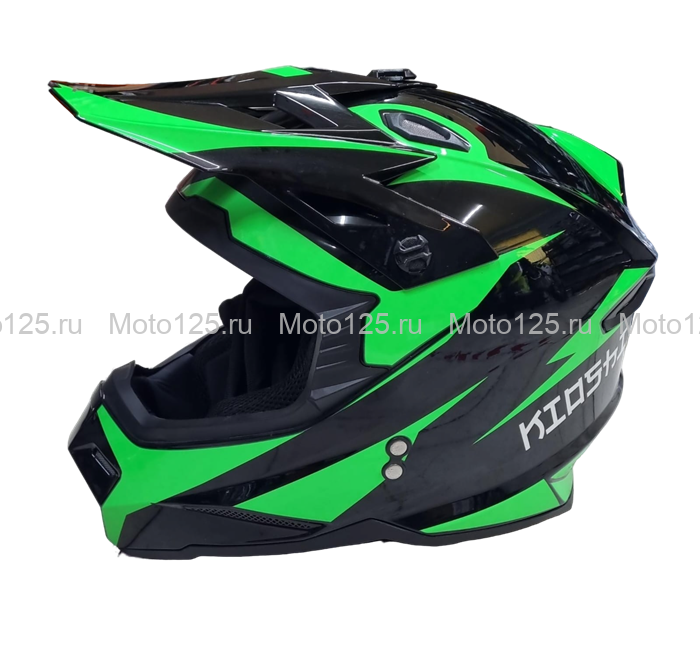 Шлем KIOSHI Holeshot 801 кроссовый. Размер-XL (61-62) (Чёрный/Зелёный)