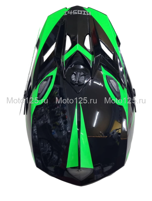 Шлем KIOSHI Holeshot 801 кроссовый. Размер-XL (61-62) (Чёрный/Зелёный)