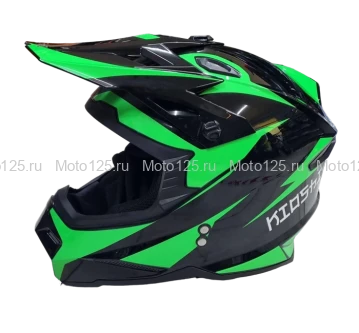 Шлем KIOSHI Holeshot 801 кроссовый. Размер-XL (61-62) (Чёрный/Зелёный)