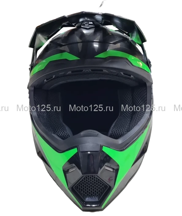 Шлем KIOSHI Holeshot 801 кроссовый. Размер-XL (61-62) (Чёрный/Зелёный)