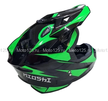 Шлем KIOSHI Holeshot 801 кроссовый. Размер-XL (61-62) (Чёрный/Зелёный)