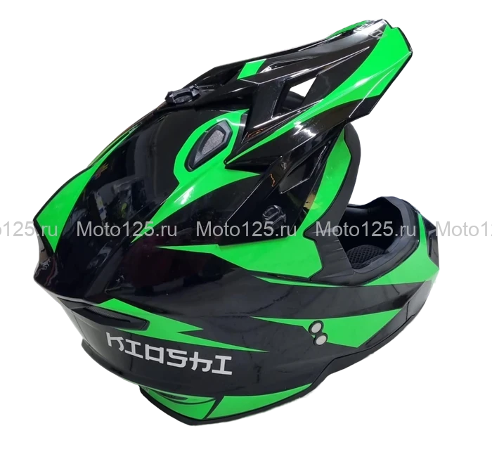 Шлем KIOSHI Holeshot 801 кроссовый. Размер-XL (61-62) (Чёрный/Зелёный)