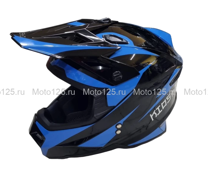 Шлем KIOSHI Holeshot 801 кроссовый. Размер-M (57-58) (Чёрный/Синий)