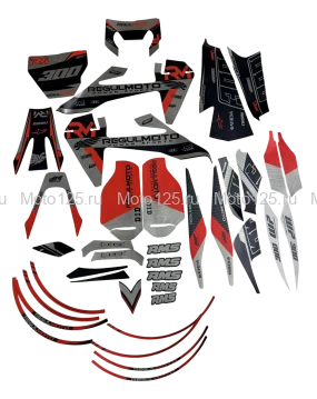 Наклейки на пластик комплект Regulmoto Legend 300 (Красный)